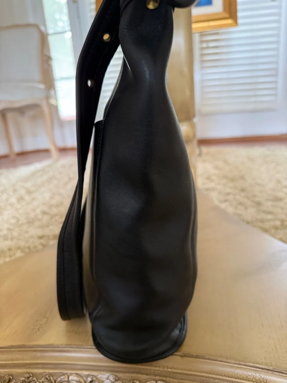 Vintage Coach 9060 Slim Duffle Sac Black Leather Made in Costa Rica 1999